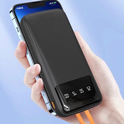 Dudao K6Pro Universal Power Bank 10000 mAh - външна батерия с вградени USB-A, USB-C, Lightning и microUSB кабели (черен) 2