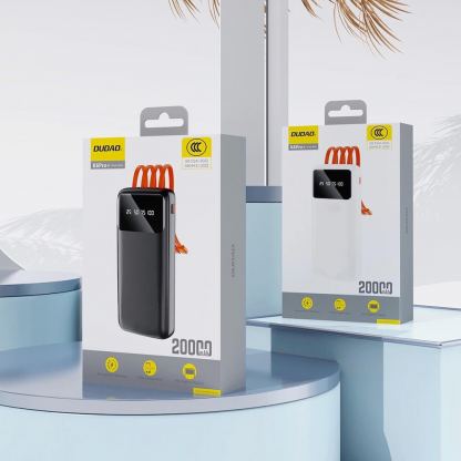 Dudao K6Pro Universal Power Bank 10000 mAh - външна батерия с вградени USB-A, USB-C, Lightning и microUSB кабели (черен) 3