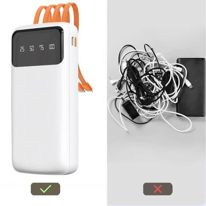 Dudao K6Pro Universal Power Bank 10000 mAh - външна батерия с вградени USB-A, USB-C, Lightning и microUSB кабели (черен) 6