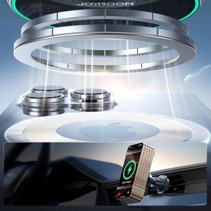 Joyroom Qi2 Magnetic Wireless Vent Car Charge Holder 15W - поставка за радиаторa на кола с безжично зареждане за iPhone с Magsafe (черен) 10