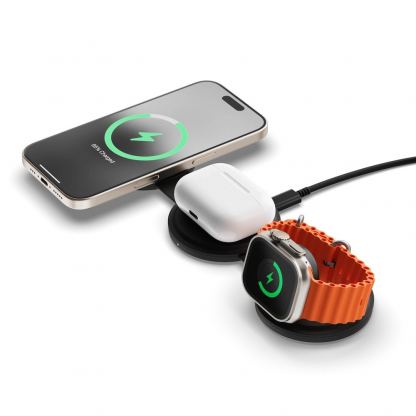 Satechi OntheGo 3-in-1 MagSafe Qi2 Foldable Pad - преносима тройна поставка (пад) за безжично зареждане за iPhone с MagSafe, Apple Watch, AirPods и Qi съвместими мобилни устройства (черен) 5