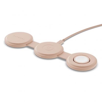 Satechi OntheGo 3-in-1 MagSafe Qi2 Foldable Pad - преносима тройна поставка (пад) за безжично зареждане за iPhone с MagSafe, Apple Watch, AirPods и Qi съвместими мобилни устройства (розов) 2