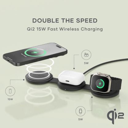 Satechi OntheGo 3-in-1 MagSafe Qi2 Foldable Pad - преносима тройна поставка (пад) за безжично зареждане за iPhone с MagSafe, Apple Watch, AirPods и Qi съвместими мобилни устройства (розов) 8