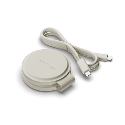 Satechi OntheGo 2-in-1 Qi2 Magnetic Wireless Charging Pad 15W - двойна поставка (пад) за безжично зареждане за iPhone с Magsafe и Apple Watch (бежов) 3
