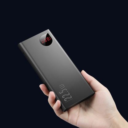 Външна батерия с 2xUSB-A и 1xUSB-C изходи с технология за бързо зареждане (модел 2021) - Baseus Adaman Metal Digital Display Power Bank 22.5W 10000 mAh (PPAD070001) (черен) 11