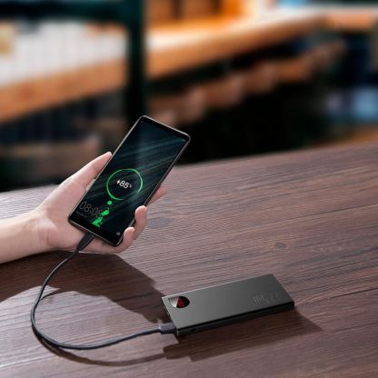 Външна батерия с 2xUSB-A и 1xUSB-C изходи с технология за бързо зареждане (модел 2021) - Baseus Adaman Metal Digital Display Power Bank 22.5W 10000 mAh (PPAD070001) (черен) 12