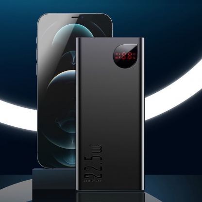 Външна батерия с 2xUSB-A и 1xUSB-C изходи с технология за бързо зареждане (модел 2021) - Baseus Adaman Metal Digital Display Power Bank 22.5W 10000 mAh (PPAD070001) (черен) 15