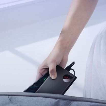 Външна батерия с 2xUSB-A и 1xUSB-C изходи с технология за бързо зареждане (модел 2021) - Baseus Adaman Metal Digital Display Power Bank 22.5W 10000 mAh (PPAD070001) (черен) 16
