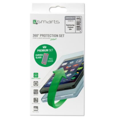 4smarts 360° Protection Set - тънък силиконов кейс и стъклено защитно покритие с извити ръбове за Samsung Galaxy S8 Plus (прозрачен) 5