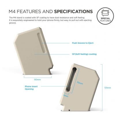 Elago M4 Stand - силиконова винтидж поставка в стила на стар Apple монитор за iPhone SE 2020, iPhone 7, iPhone 8, iPhone 6S, iPhone 6 (бяла) 6