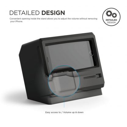 Elago M4 Stand - силиконова винтидж поставка в стила на стар Apple монитор за iPhone SE 2020, iPhone 7, iPhone 8, iPhone 6S, iPhone 6 (черна) 2