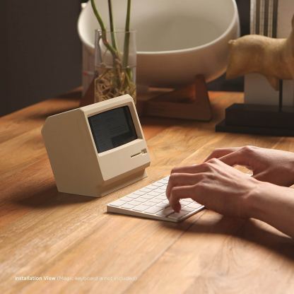 Elago M4 Stand - силиконова винтидж поставка в стила на стар Apple монитор за iPhone SE 2020, iPhone 7, iPhone 8, iPhone 6S, iPhone 6 (черна) 9