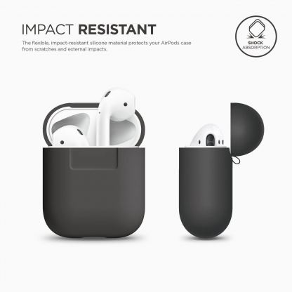 Elago Airpods Silcone Case - силиконов калъф за Apple Airpods (тъмносив) 2