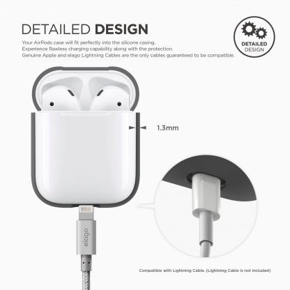 Elago Airpods Silcone Case - силиконов калъф за Apple Airpods (тъмносив) 3