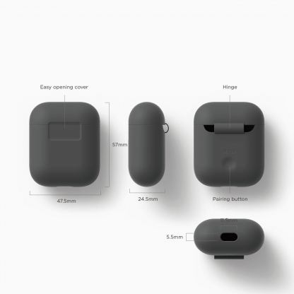 Elago Airpods Silcone Case - силиконов калъф за Apple Airpods (тъмносив) 5