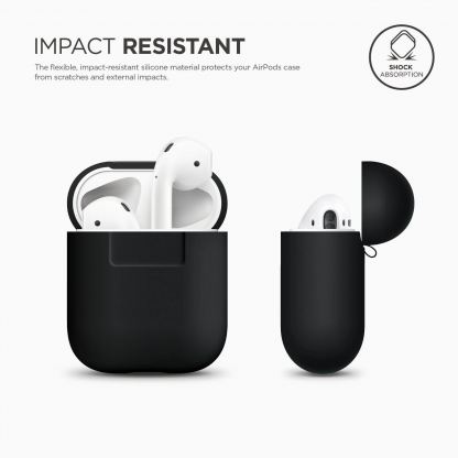 Elago Airpods Silcone Case - силиконов калъф за Apple Airpods (черен) 2