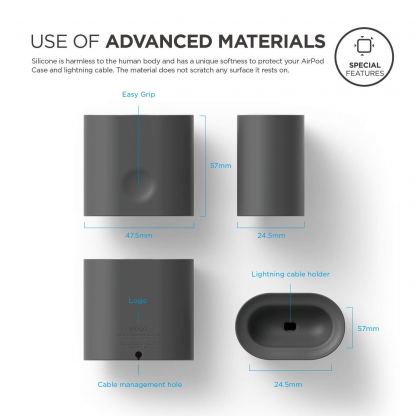 Elago Airpods Charging Station - док станция за зареждане на Apple Airpods (тъмносива) 3