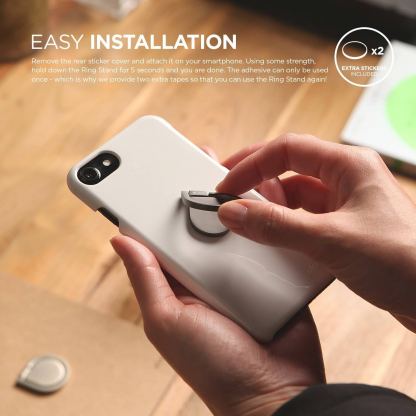 Elago Ring Holder Stand - поставка и аксесоар против изпускане на вашия смартфон (сребриста) 8