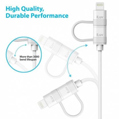 iLuv Combo 2-in-1 Lightning and MicroUSB Cable - USB кабел 2в1 за Lightning и MicroUSB устройства (бял) 2