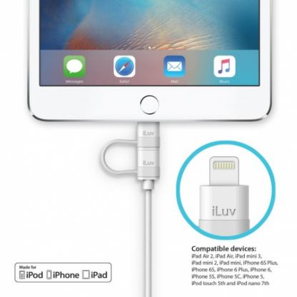 iLuv Combo 2-in-1 Lightning and MicroUSB Cable - USB кабел 2в1 за Lightning и MicroUSB устройства (бял) 4