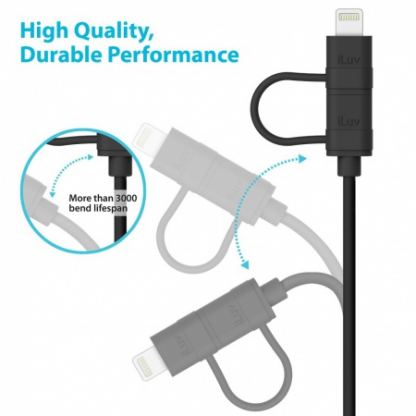 iLuv Combo 2-in-1 Lightning and MicroUSB Cable - USB кабел 2в1 за Lightning и MicroUSB устройства (черен) 2