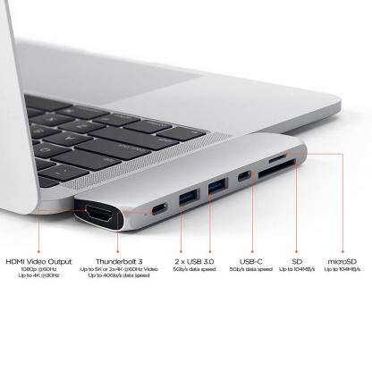 Satechi USB-C Pro USB Hub - мултифункционален хъб за свързване на допълнителна периферия за компютри с USB-C (сребрист) 6