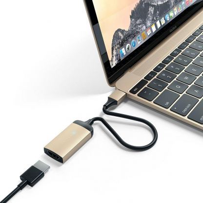Satechi Aluminum 4K USB-C to HDMI Adapter - адаптер с поддръжка на 4K за свързване от USB-C към HDMI (златист) 2