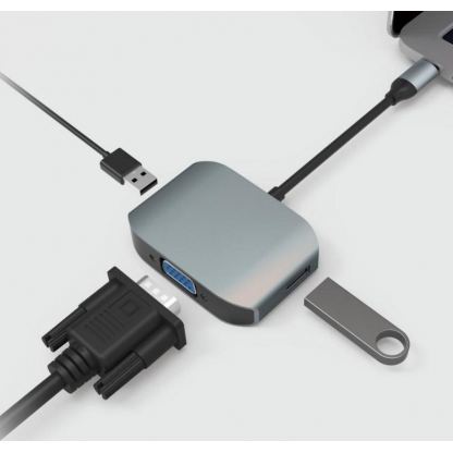Comma Clian USB-C to VGA Hub - USB-C хъб за свързване от USB-C към VGA и USB 3.0 (тъмносив) 2