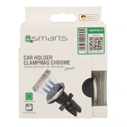 4smarts Ultimag Magnetic Vent Car Holder Clampmag - магнитна поставка за радиатора на кола за iPhone и смартфони (черен-сребрист) 4