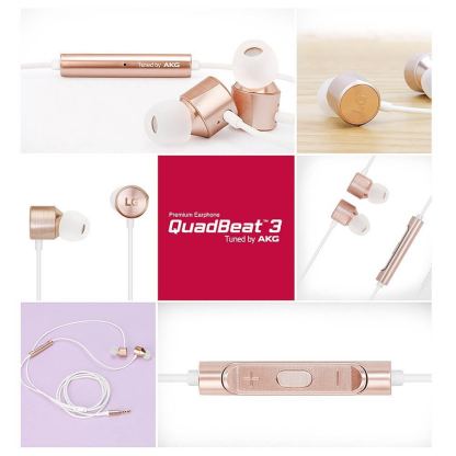 LG Headset QuadBeat 3 Tuned by AKG - оригинални слушалки с микрофон и управление на звука за LG смартфони (розово злато) (bulk) 3