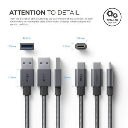 Elago USB-C to USB 3.0 Cable - качествен кабел за устройства с USB-C порт (100 cm) 5