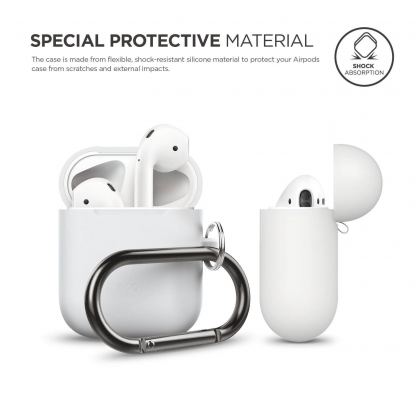 Elago Airpods Silcone Hang Case - силиконов калъф с карабинер за Apple Airpods (бял - фосфоресцираш) 3