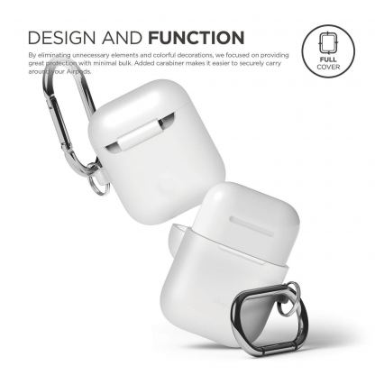 Elago Airpods Silcone Hang Case - силиконов калъф с карабинер за Apple Airpods (бял - фосфоресцираш) 4