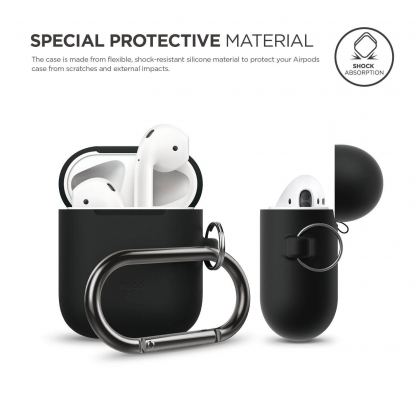 Elago Airpods Silcone Hang Case - силиконов калъф с карабинер за Apple Airpods (черен) 4