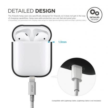 Elago Airpods Silcone Hang Case - силиконов калъф с карабинер за Apple Airpods (черен) 5
