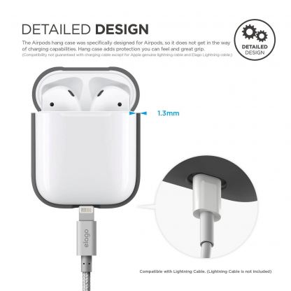 Elago Airpods Silcone Hang Case - силиконов калъф с карабинер за Apple Airpods (тъмносив) 2