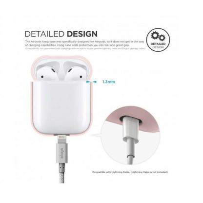 Elago Airpods Silcone Hang Case - силиконов калъф с карабинер за Apple Airpods (розов) 3