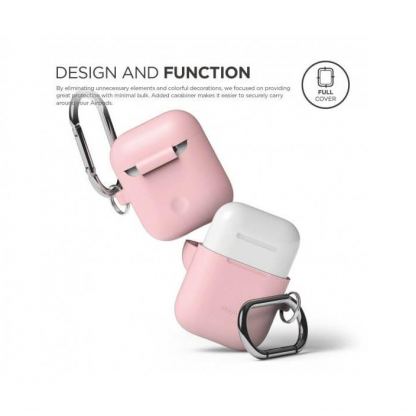 Elago Airpods Silcone Hang Case - силиконов калъф с карабинер за Apple Airpods (розов) 4