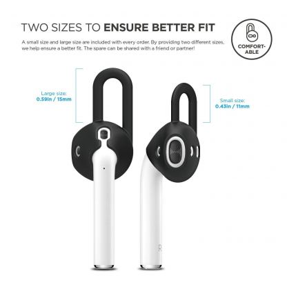 Elago Airpods Earhooks - антибактериални силиконови калъфчета за Apple Airpods (черен) (4 броя) 2