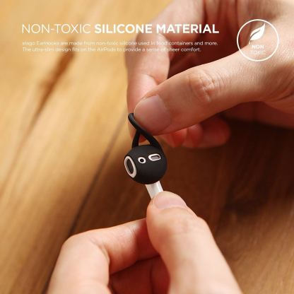Elago Airpods Earhooks - антибактериални силиконови калъфчета за Apple Airpods (черен) (4 броя) 5