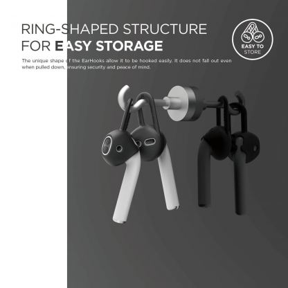 Elago Airpods Earhooks - антибактериални силиконови калъфчета за Apple Airpods (черен) (4 броя) 6