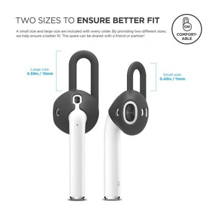 Elago Airpods Earhooks - антибактериални силиконови калъфчета за Apple Airpods (сив) (4 броя) 2