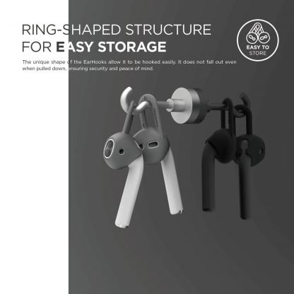 Elago Airpods Earhooks - антибактериални силиконови калъфчета за Apple Airpods (сив) (4 броя) 4