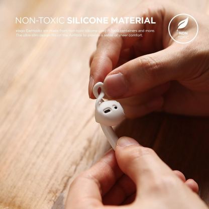 Elago Airpods Earhooks - антибактериални силиконови калъфчета за Apple Airpods (бял) (4 броя) 4