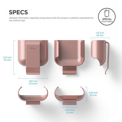 Elago Airpods Carrying Clip - полимерна щипка за оригиналния калъф на Apple Airpods (розово злато) 3
