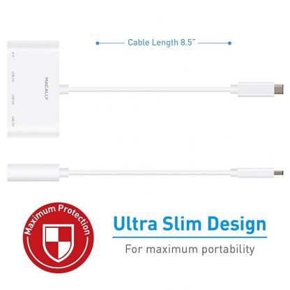 Macally 3.1 USB-C to USB-A Hub & Ethernet - USB хъб с 3 USB изхода и Ethernet порт за устройства с USB-C 4