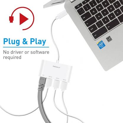 Macally 3.1 USB-C to USB-A Hub & Ethernet - USB хъб с 3 USB изхода и Ethernet порт за устройства с USB-C 8