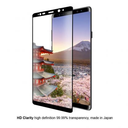 Eiger 3D Glass Case Friendly Curved Tempered Glass - калено стъклено защитно покритие с извити ръбове за целия дисплея на Samsung Galaxy Note 8 (черен-прозрачен) 5