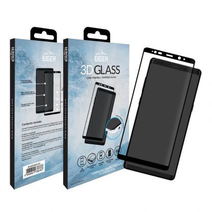 Eiger 3D Glass Case Friendly Curved Tempered Glass - калено стъклено защитно покритие с извити ръбове за целия дисплея на Samsung Galaxy Note 8 (черен-прозрачен) 7