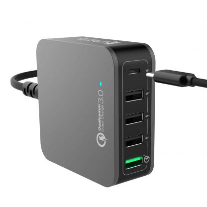 4smarts Charging Station VoltPlug Qualcomm Quick Charge 3.0 & USB Type-C 40W (12A)- захранване с 4хUSB изхода и USB-C изход 3